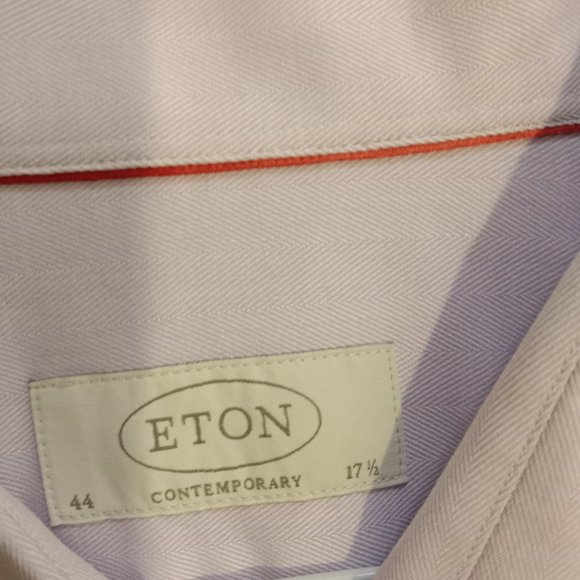 Eton Men's Contemporary Fit Long Sleeve Textured Dress Shirt White Size 17.5 - Picture 4 of 4